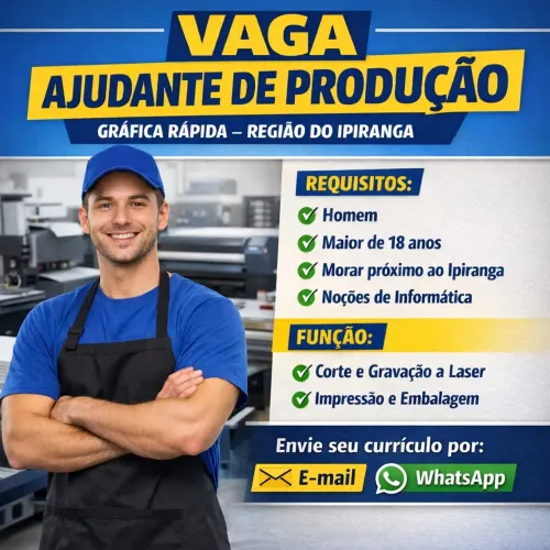 Vaga para Auxiliar de Produção