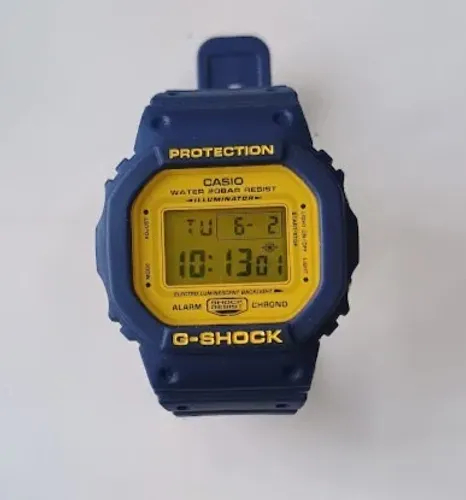 Relógio Casio G-Shock DW-5600MW Customizado Azul e Amarelo
