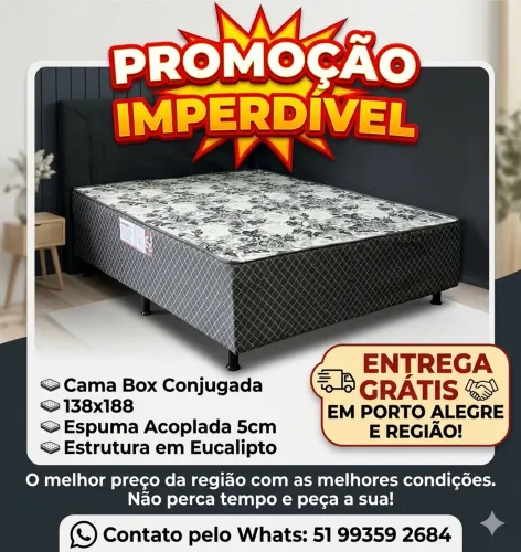 Box conjugado 138x188 com 5cm de espuma acoplada estrutura em eucalipto 