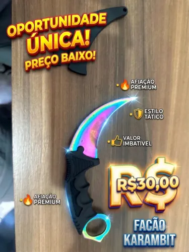 Karambit Rainbow Colecionável Estilo CS + Capa