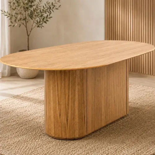 Mesa Imcal Living 1.8 Lisa Tampo Laminado Oval Cinamomo