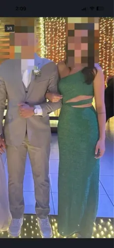 Vestido de Festa Longo Verde com Brilho - Tam. P