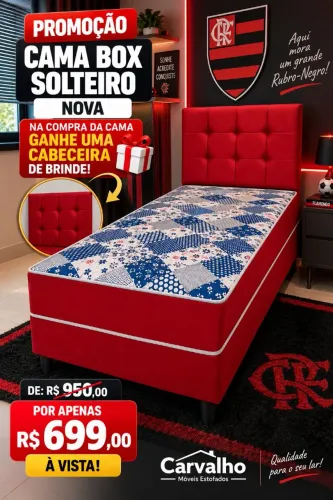 Promoção por apenas 699 na compra cama box solteiro ganha cabeceira de brinde mesma cor 