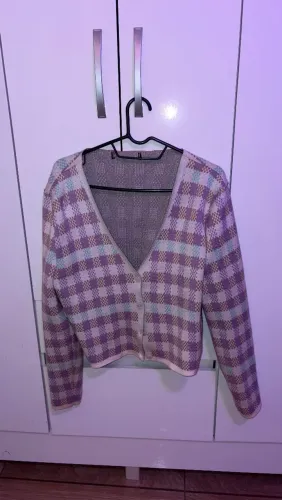 Cardigan clock house feminino xadrez (Tamanho P/M)