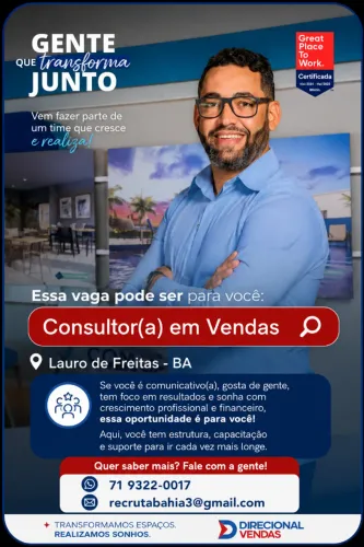 Consultor(a) em Vendas - LEIA A DESCRIÇÃO!!!