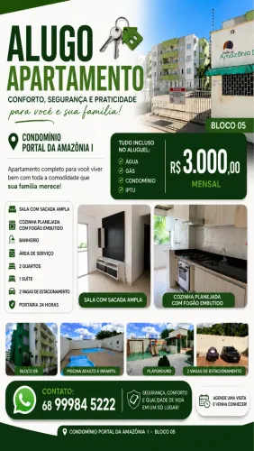 ALUGO APARTAMENTO NO CONDOMÍNIO PORTAL DA AMAZÔNIA I 