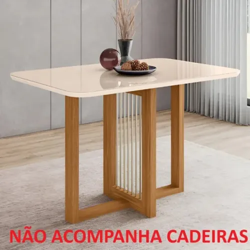 Mesa de Jantar Com Tampo de Vidro 4 Lugares 120x80cm