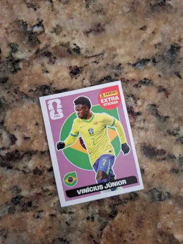 Figurinha rara Legend Vinícius Júnior, edição Extra Sticker Panini FIFA World Cup 2026