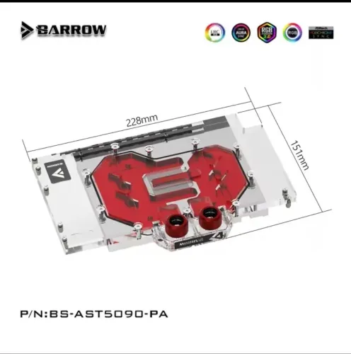Bloco RTX 5090 Asus TUF marca Barrow branco