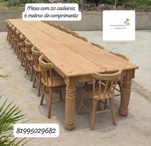 Mesa rústica 20 cadeiras promoção