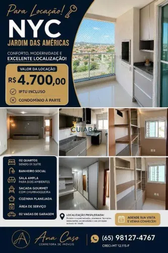 Condomínio NYC  Jardim das Américas  2 Quartos | com planejados | R$ 4.700,00