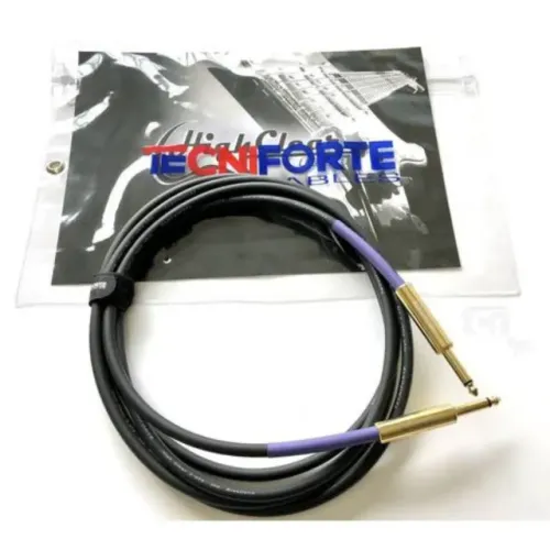 Cabo Tecniforte High Clear 6,01m Som Profissional Plug Reto Reto Banhado a Ouro 20ft Baixo