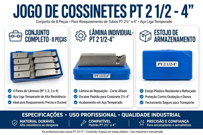 JOGO DE COSSSINETES PT 21/2 4"