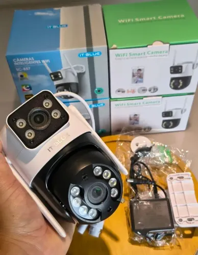 Câmera de Segurança Wi-Fi Aplicativo com Dupla Lente