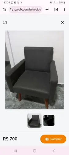 Conjunto de poltronas cor cinza com pés retro lindas e sofisticada 