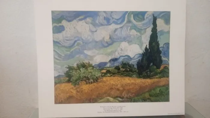 Quadro Decorativo - Van Gogh ?Wheat Field with Cypresses? (Reprodução)<br>Descrição