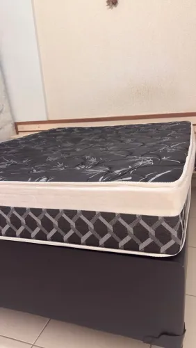 Cama Box Casal Colchão Espuma D33 Bambo Preto