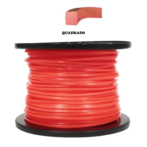 FIO NYLON 3,0MM QUADRADO/VERMELHO BOBINA COM 2,0KG (APROX. 220M)