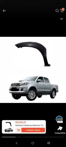 Moldura paralama Hilux LE