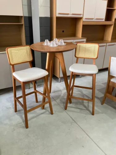 BISTRÔ LAMINADO COM 2 BANQUETAS TELADAS