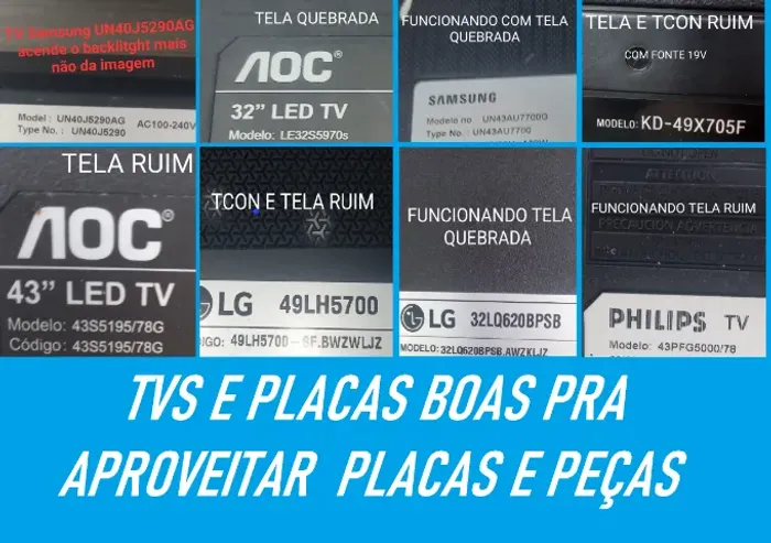 TVs Placas LG, AOC, CCE, SONY, Philips, Samsung