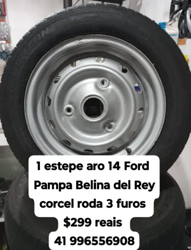 Estepe Ford Pampa Belina del Rey corcel roda 3 furos roda e pneu pronto 
