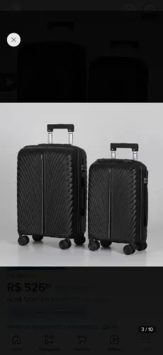 Kit Malas De Viagem 10kg Bordo E Mala 23 Kg Abs Rodinhas 360 Preto
