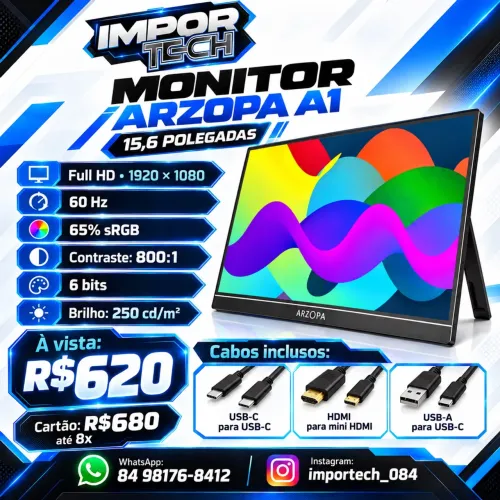 Monitor Arzopa A1 15.6 polegadas. @importech_084