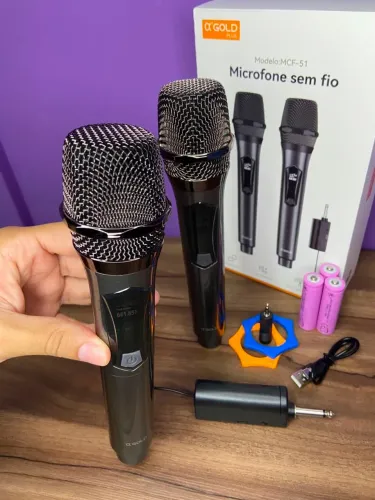 Microfone Duplo sem Fio - MCF-51A A?Gold