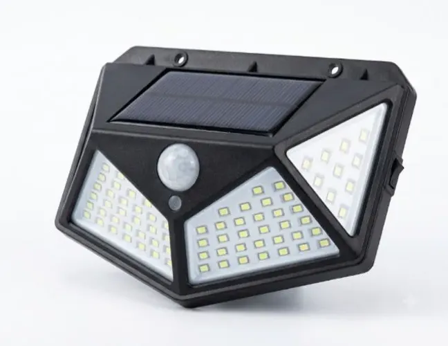 Luminária Solar 100 Leds Para Parede Prova D'água