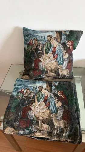 capa para almofadas com detalhes natalino 0,41m x 0,45m