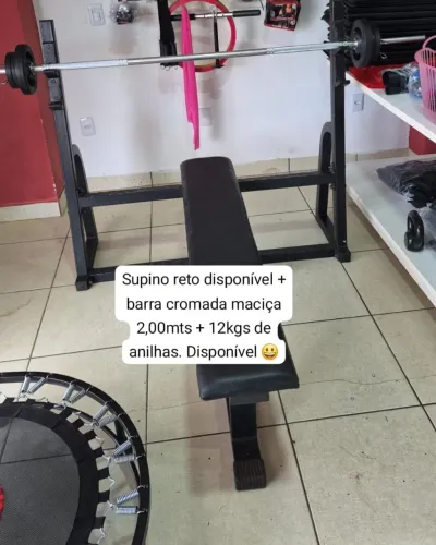 Supino Reto + Barra 2,00mts + 12kgs anilhas