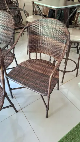 3 Poltronas de junco, cadeira de varanda peças únicas