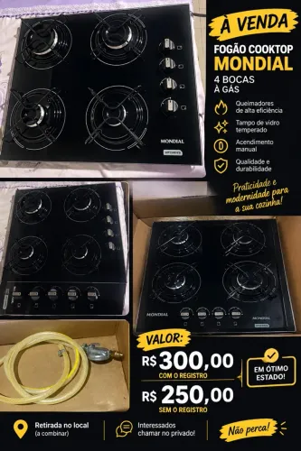 Fogão cooktop seminovo 