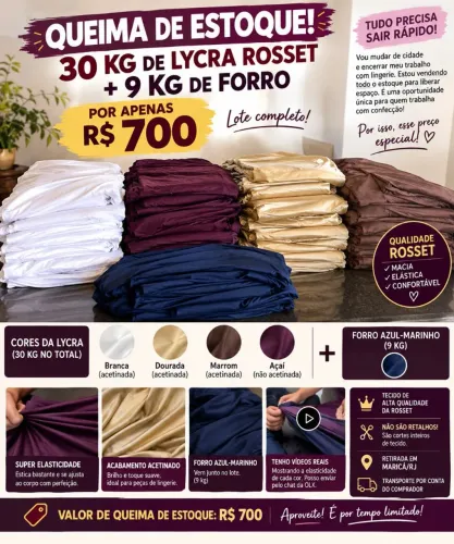 Lycra para langerie liquidação de estoque