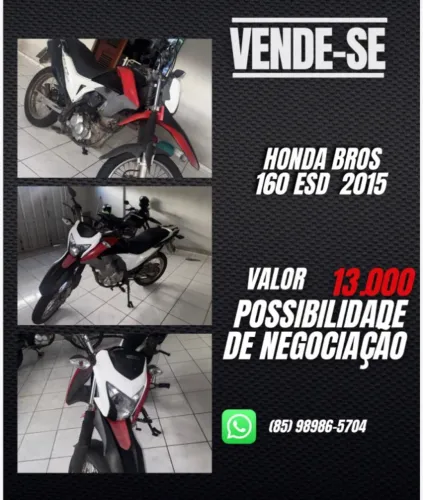 HONDA BROS Ano 2015 160cc - Vermelha/branco