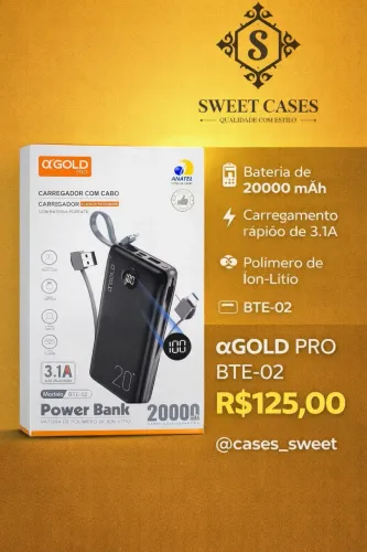 Carregador Portátil 20.000mAh a?Gold BTE-02