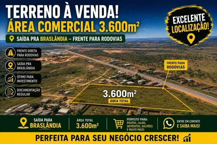 Imóvel para venda possui 3600 metros quadrados em Jardim Brasília II - Águas Lindas de Goi