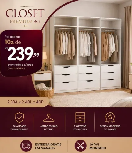 Closet em mdf entrega grátis