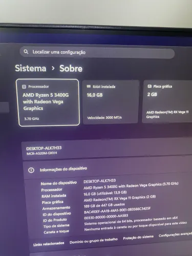Processador ryzen 5 3400g com Vega 11