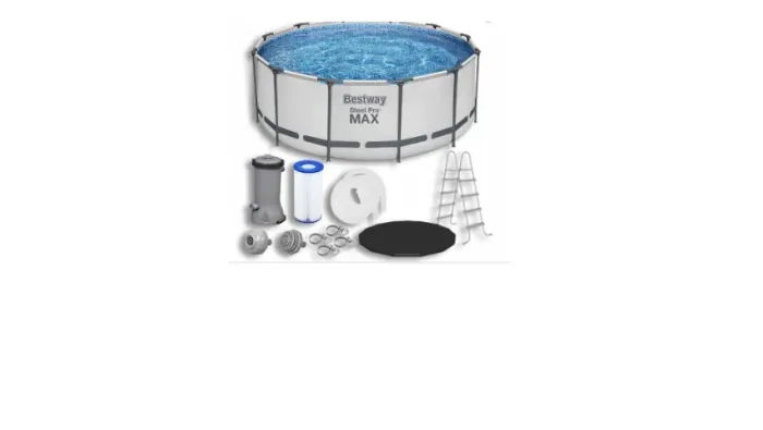 Piscina Estrutural 10250 Litros Steel Pro Max + Capa + Escada + Filtro Bestway