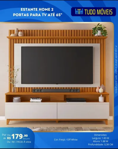 ESTANTE HOME 2 PORTAS P/TVS ATÉ 65 polegadas 