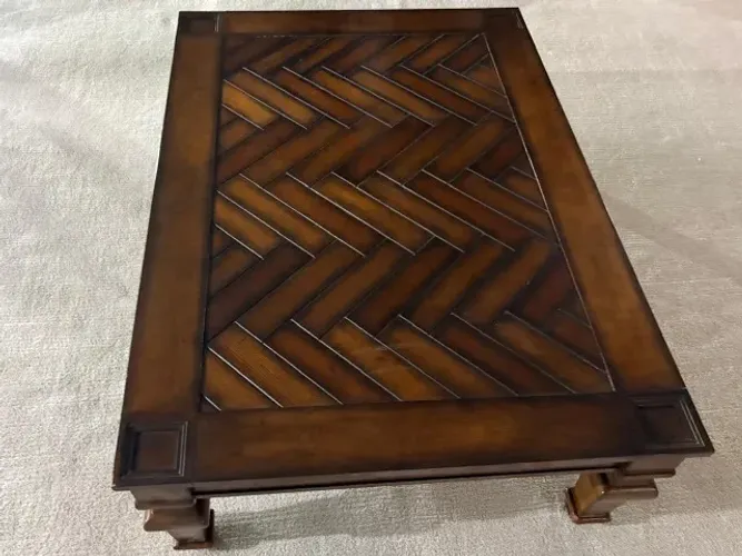 Mesa de centro Mathis Warm em madeira e Marchetaria 120 x 60 cm (Mudança)