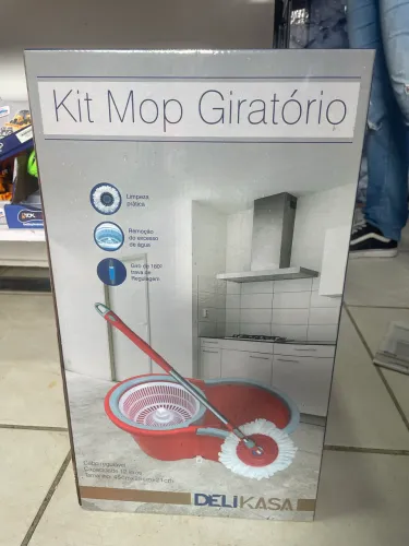 Kit Mop Giratório Delikasa 12L com Cabo Regulável e Sistema de Centrifugação 