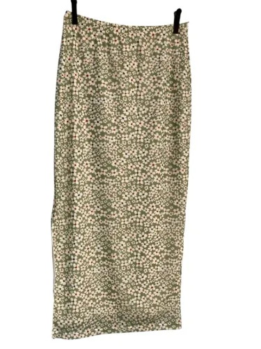 Saia Midi Floral Verde Oliva Shein, Tamanho M (Nova)