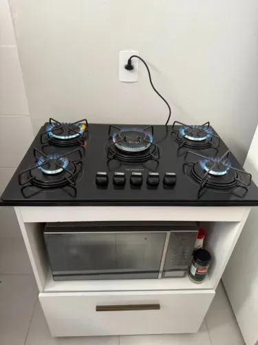Cooktop Mondial 5 Bocas + Balcão Gourmet + Mangueira de Gás de aço(Conjunto Completo)