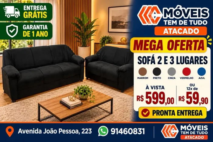 ? MEGA OFERTA - SOFÁ 2 E 3 LUGARES POR APENAS R$ 599,00! ?