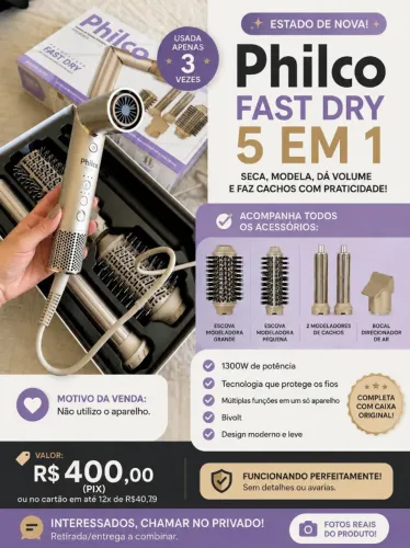 Secador de Cabelo Philco Fast Dry 5x1