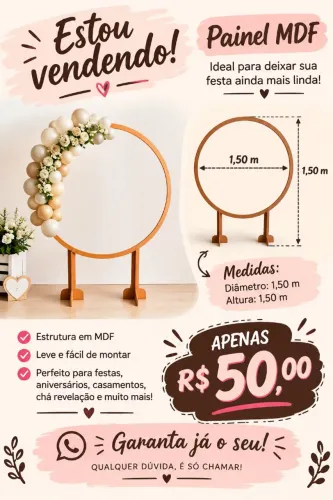 Painel MDF redondo 150x150