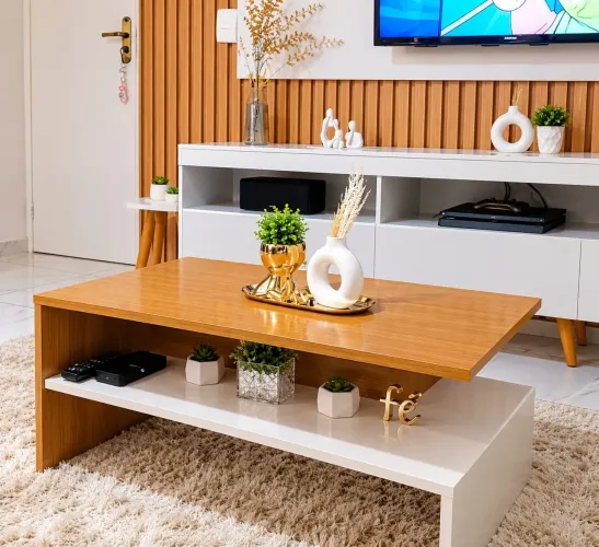 Mesa Para Sala De Centro Dois Andares Decoração e Organização Casa